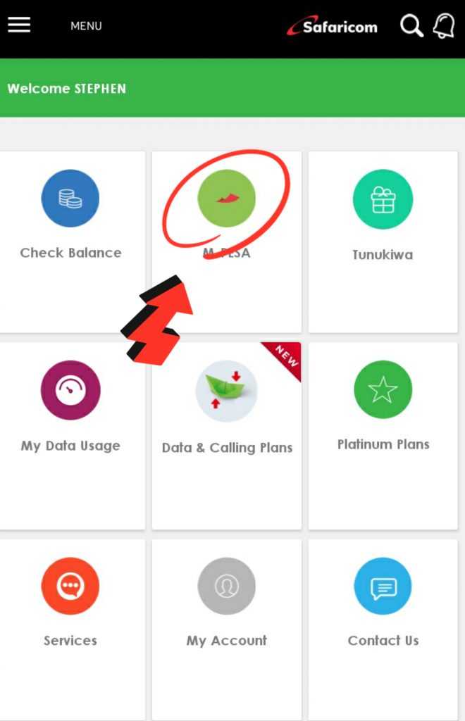 My Safaricom app home page