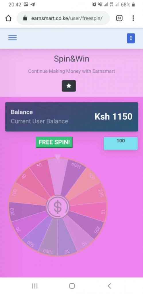 Earnsmart spin the wheel image