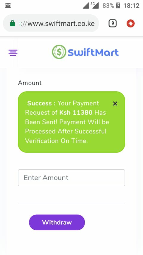 SwiftMart earning proof screenshot 2