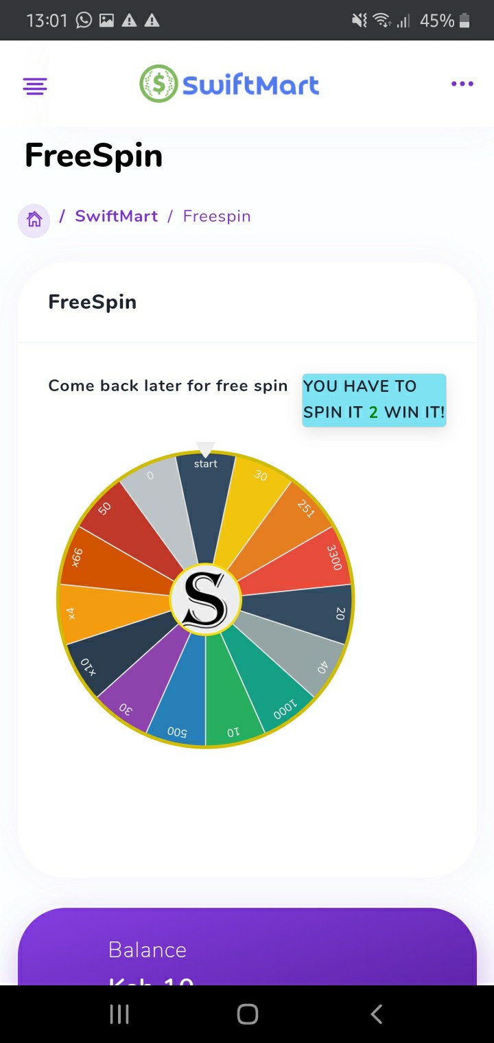 SwiftMart spin the wheel screenshot 1