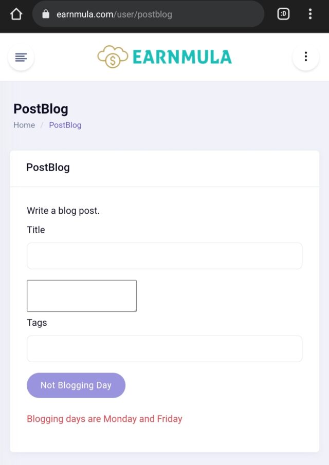 Earnmula earn from posting blogs