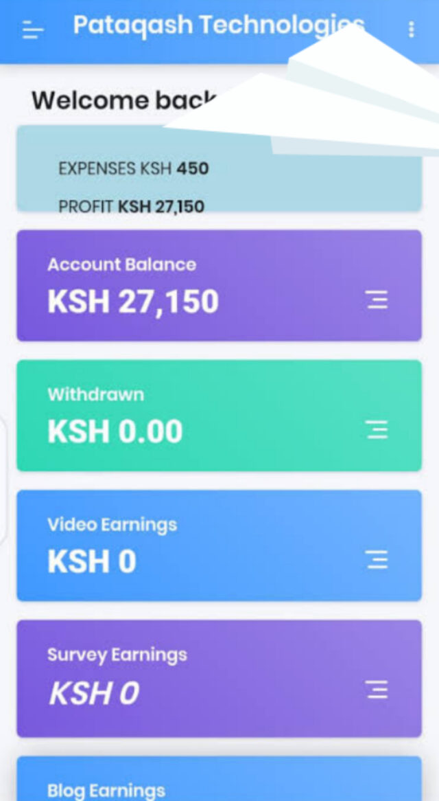 PataQash Technologies dashboard