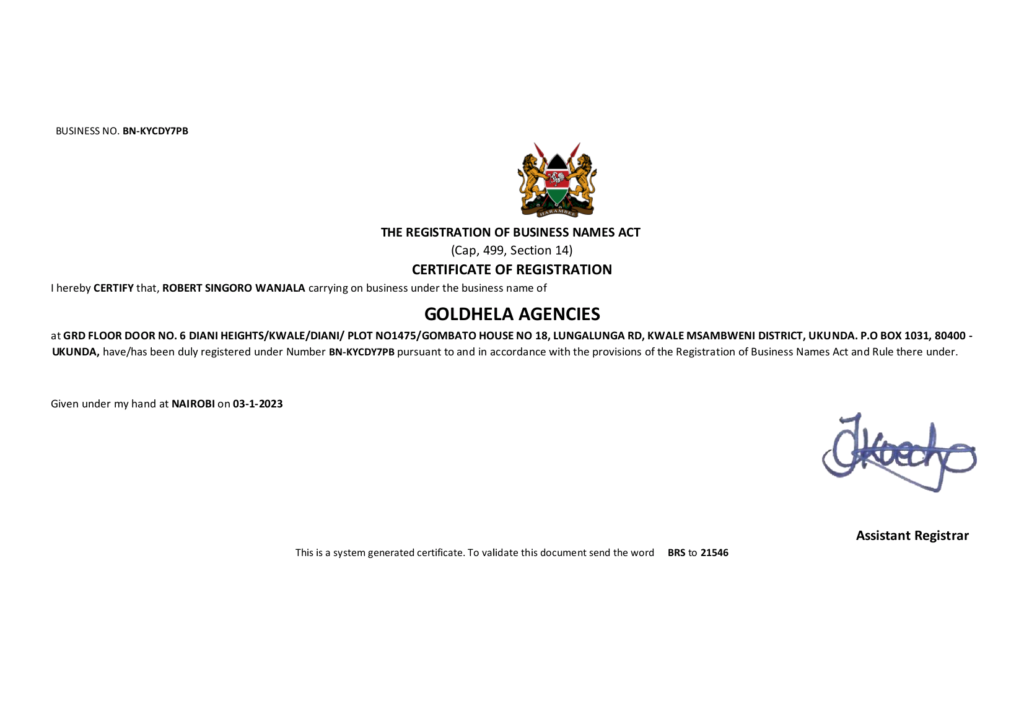 Gold hela legitimate certificate and license