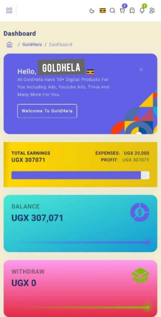 Gold hela Uganda dashboard