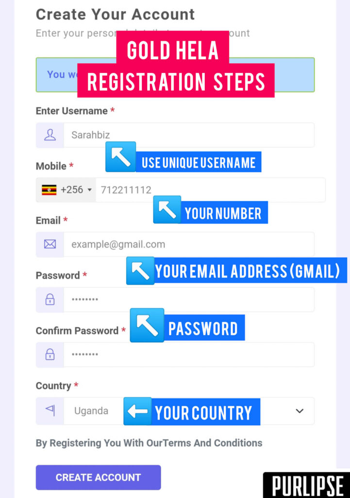 How to fill in the registration form on Gold Hela Agencies
